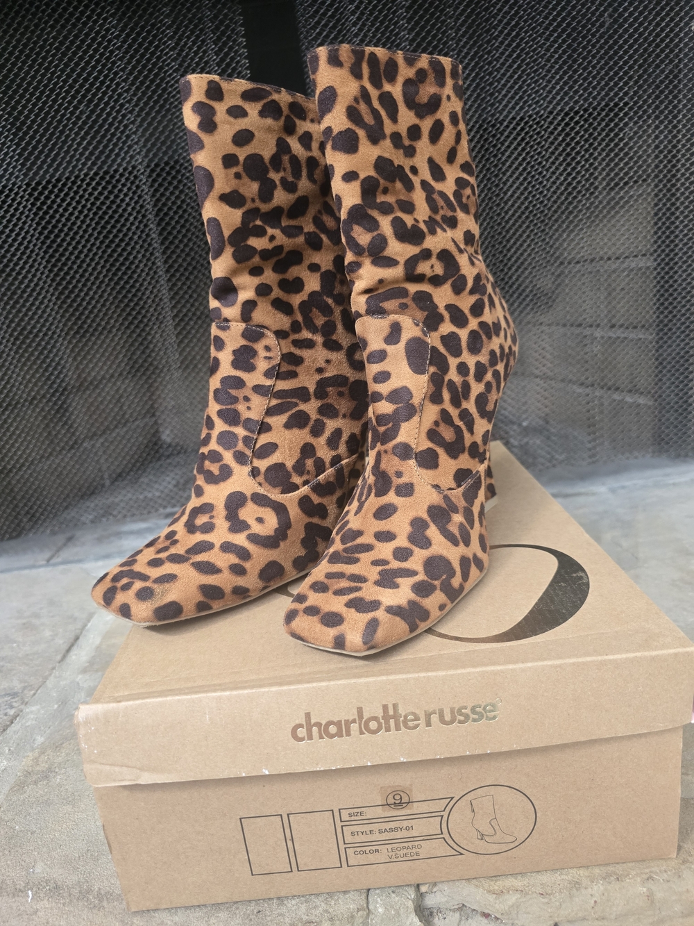 Charlotte Russe Leopard Print Mid-Calf Boots - Brown